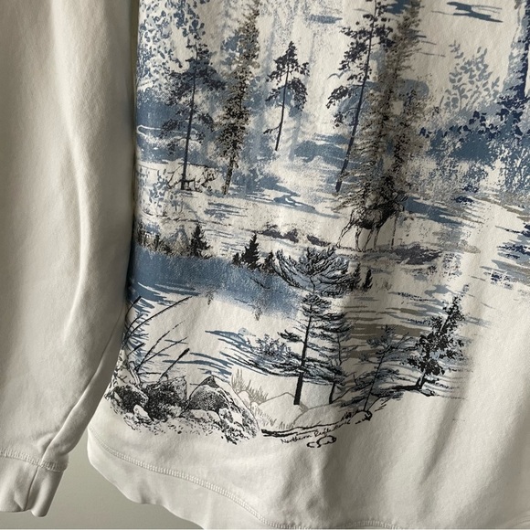 Northern Reflections Nature Forest Graphic Crewneck Sweatshirt Pullover White - Picture 5 of 7